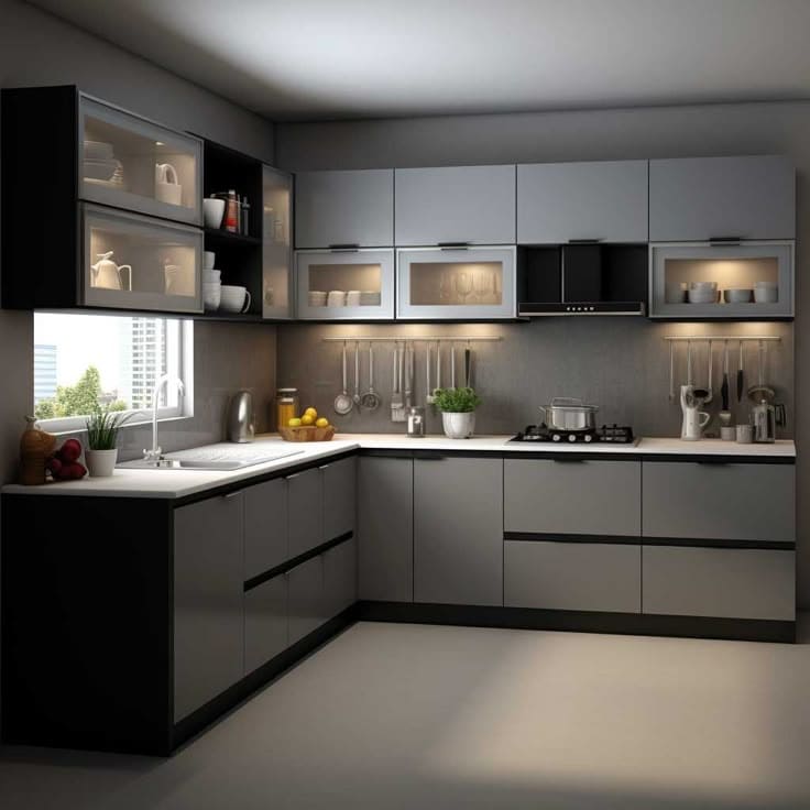 Modern L-shaped Kitchen Design Udaipur